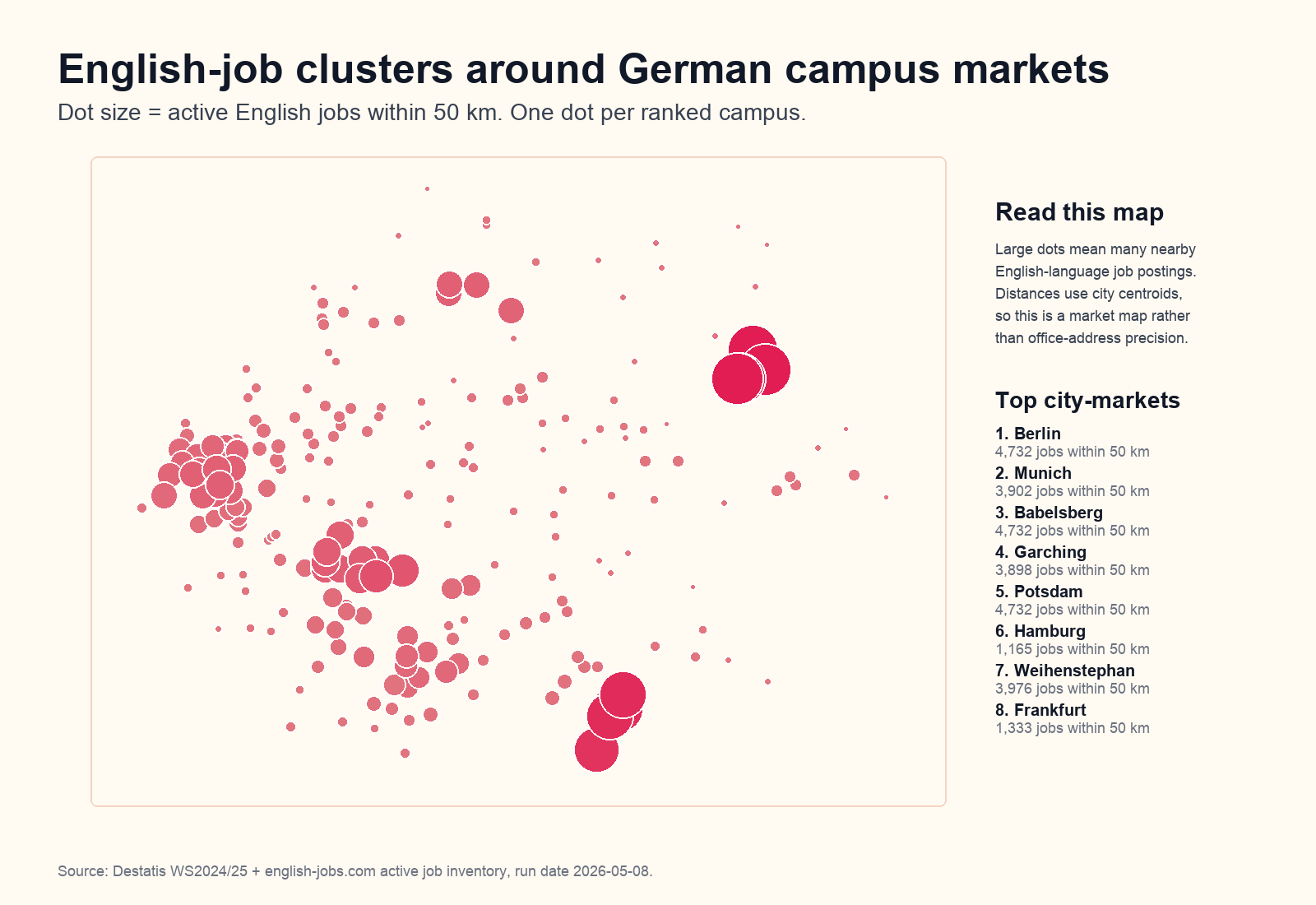 German university campus English job map